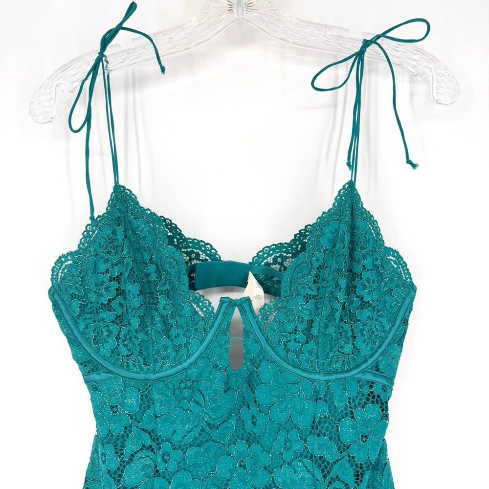 NWT For Love & Lemons Creamsicle Lace Slip Dress Teal Underwire Cutout L - Picture 6 of 13